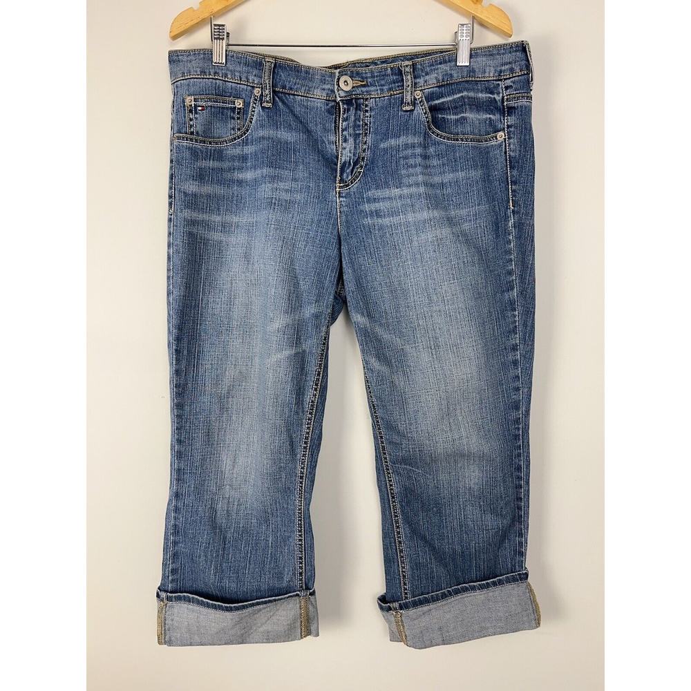Tommy Hilfiger Denim Capris Womens 14 Mid Rise Rolled Cuff Straight Y2K Preppy